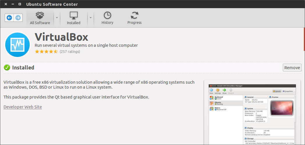 virtualbox ubuntu software center