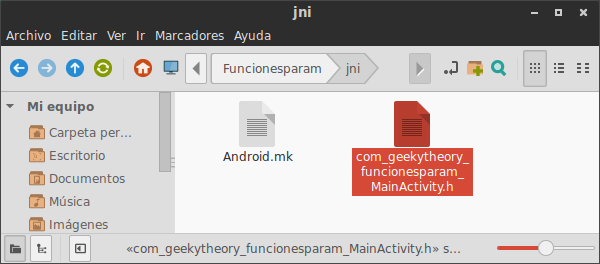 tutorial android ndk parametros funciones geeky theory carpeta jni archivo cabecera