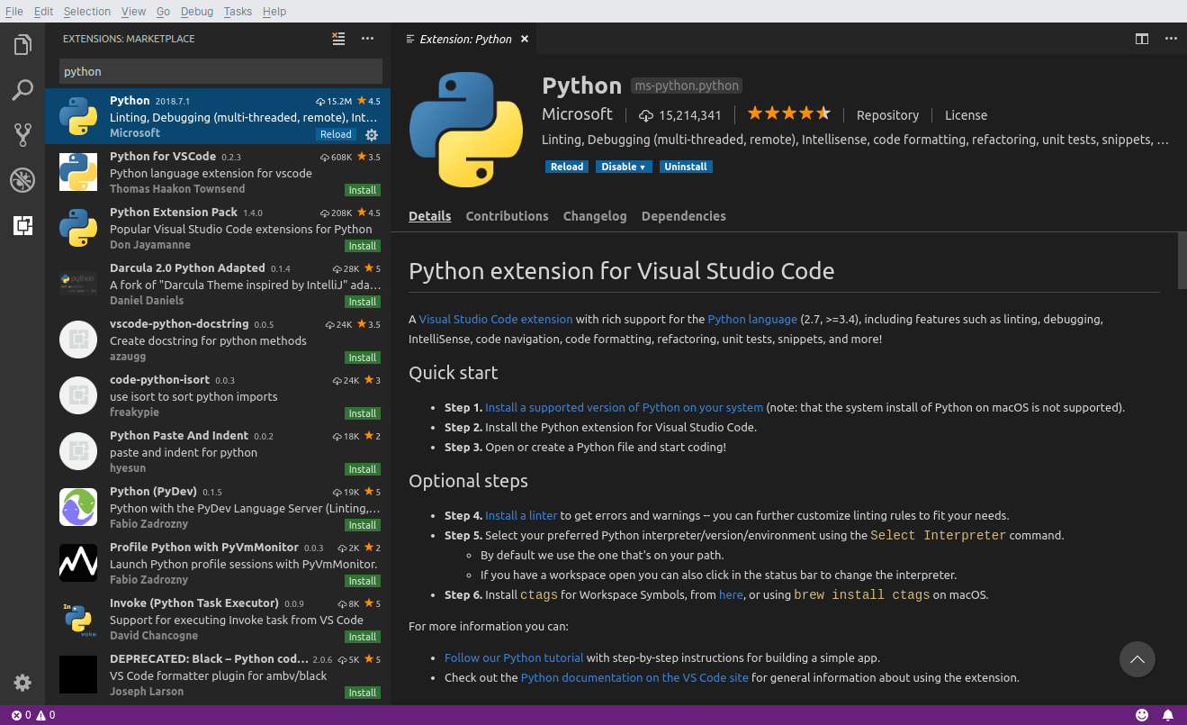 Instalar extensión Python Visual Studio Code